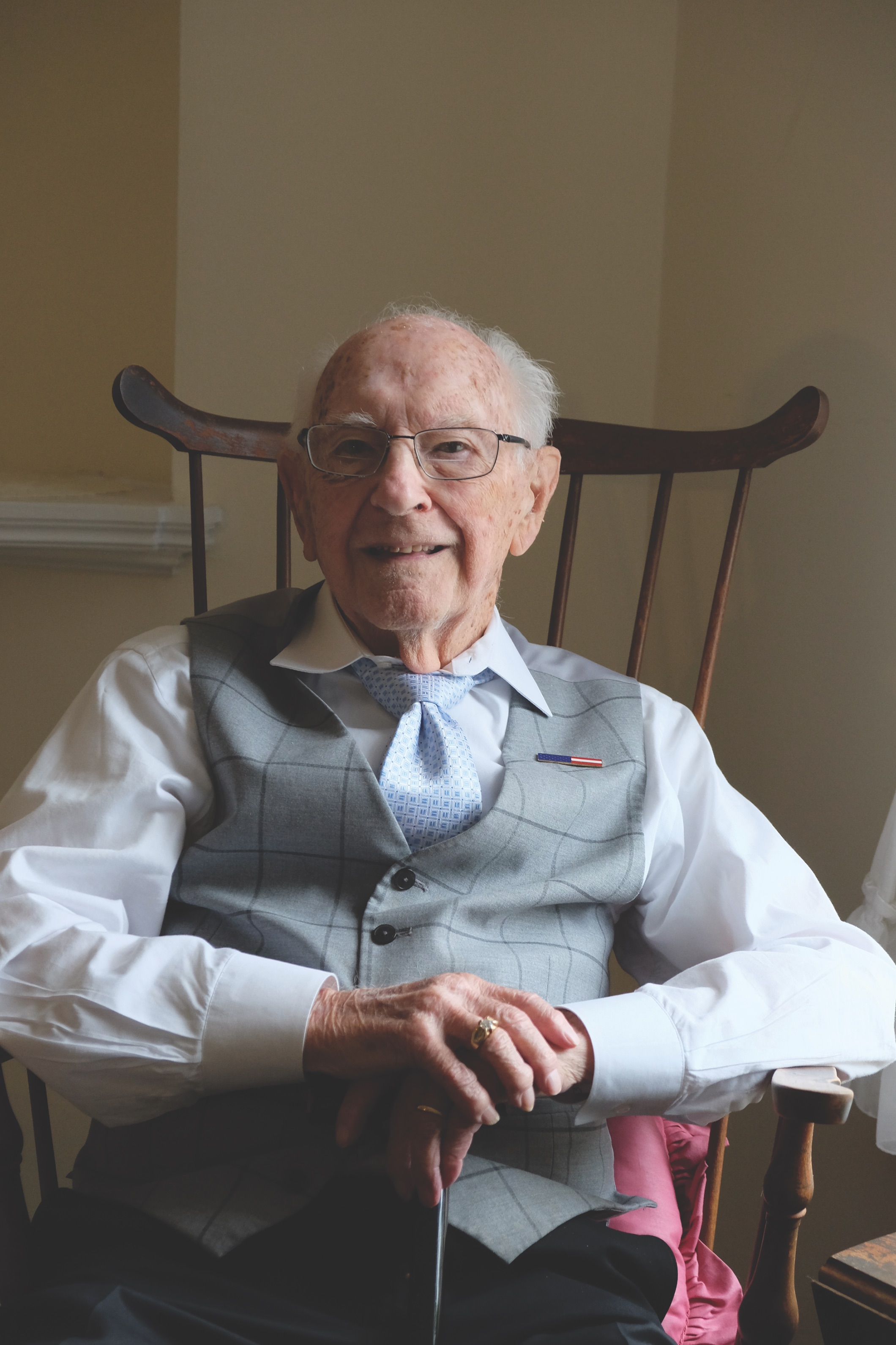 Douglas Burgess, age 100, in late 2020.
