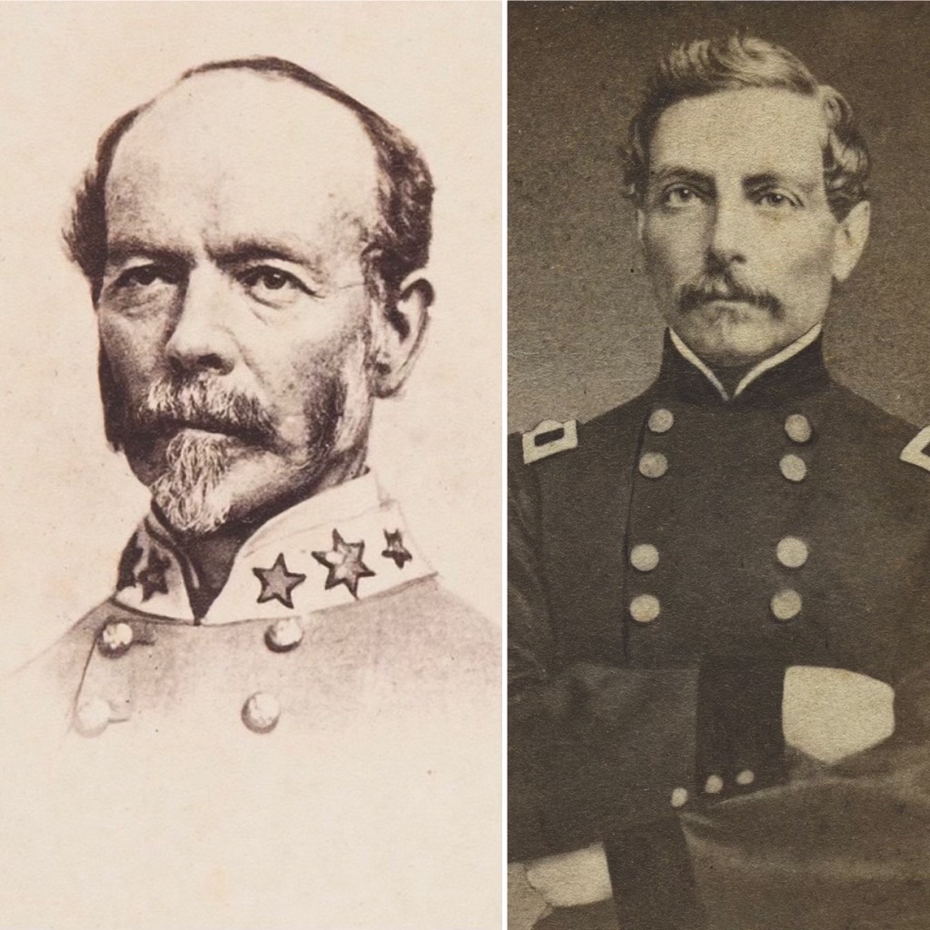 Joseph E. Johnston (left) and P.G.T. Beauregard were among the five former U.S. Army officers named full generals in the Confederate Army the first year of the war. Johnston, a Virginia native, and Beauregard, a Louisianan, led the respective Southern armies during the stunning Confederate victory at First Manassas on July 21, 1861. (Heritage Auctions, Dallas; National Archives)