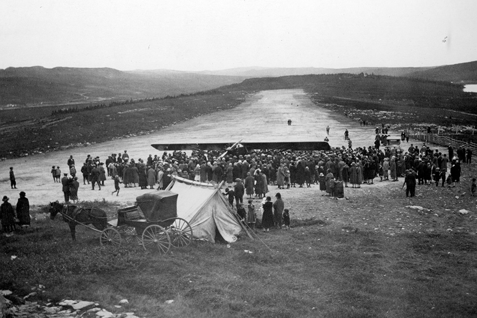 Newfoundland residents constructed a 4,000-foot airstrip for the aviators’ use. (Conception Bay Museum Archives)