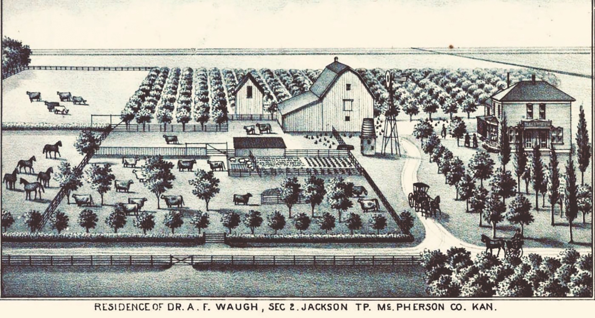 The Waughs prospered after the move to Kansas. Above, an image of their farm in McPherson. (Courtesy of Lara Stone) 