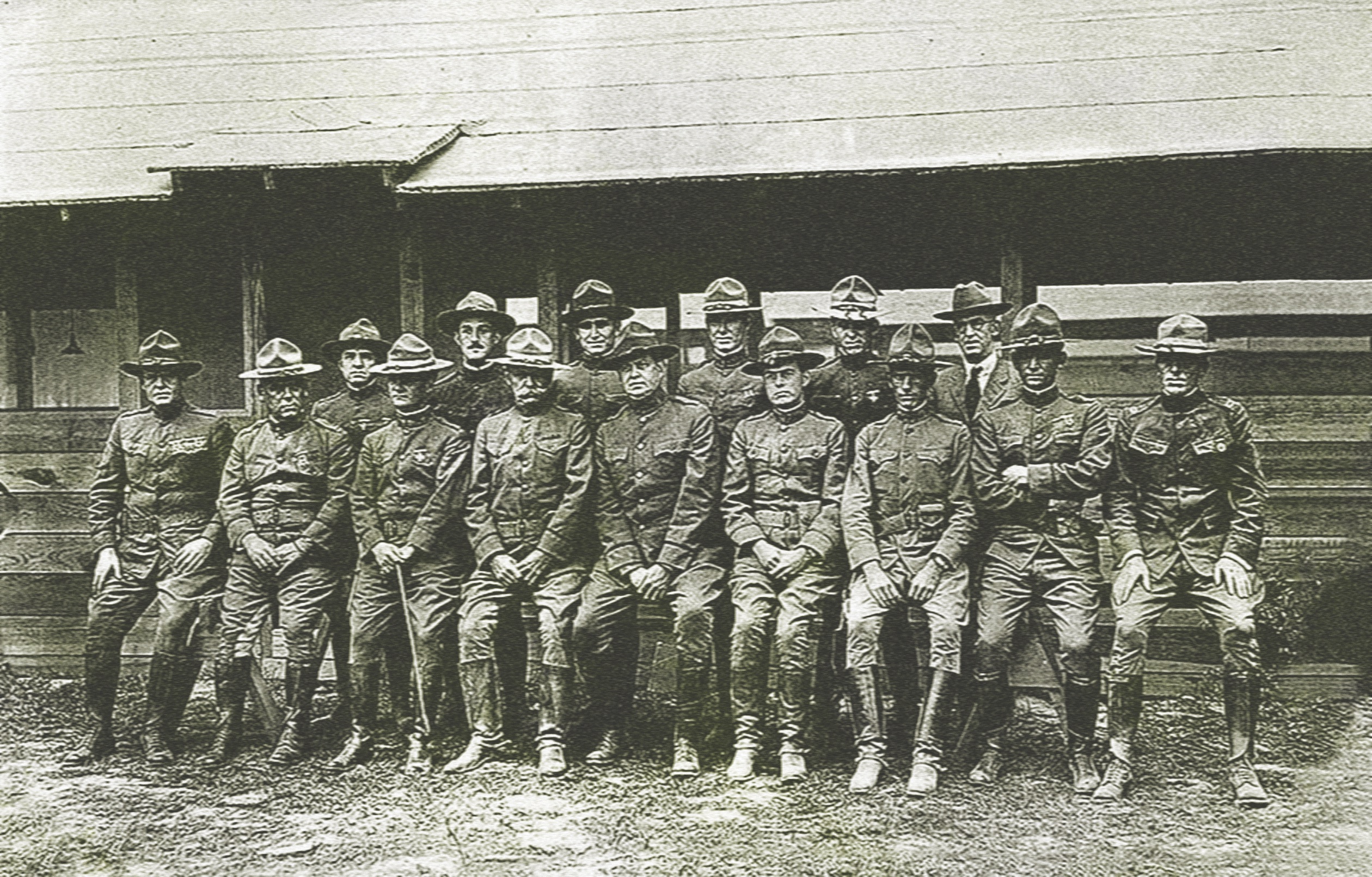 On November 30, 1917, the officers of the first court-martial, shown here, announced their findings: five acquittals and 58 convictions. It was the largest such proceeding in the history of the U.S. Army. (Houston Metropolitan Research Center, Houston Public Library)