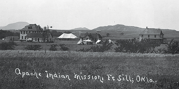 Those who ventured west to the Mescalero Apache Indian Reservation lived in tents on their initial arrival. (Oklahoma Historical Society)