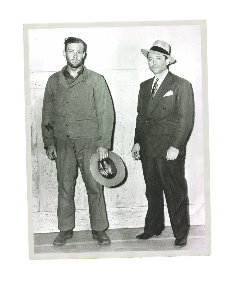 Agent Delf A. “Jelly” Bryce (right) had a reputation as the FBI’s deadliest marksman; his charge bore the dubious distinction of being the only U.S. soldier in the war to be sentenced to death for treason. (ACME/Getty Images) 