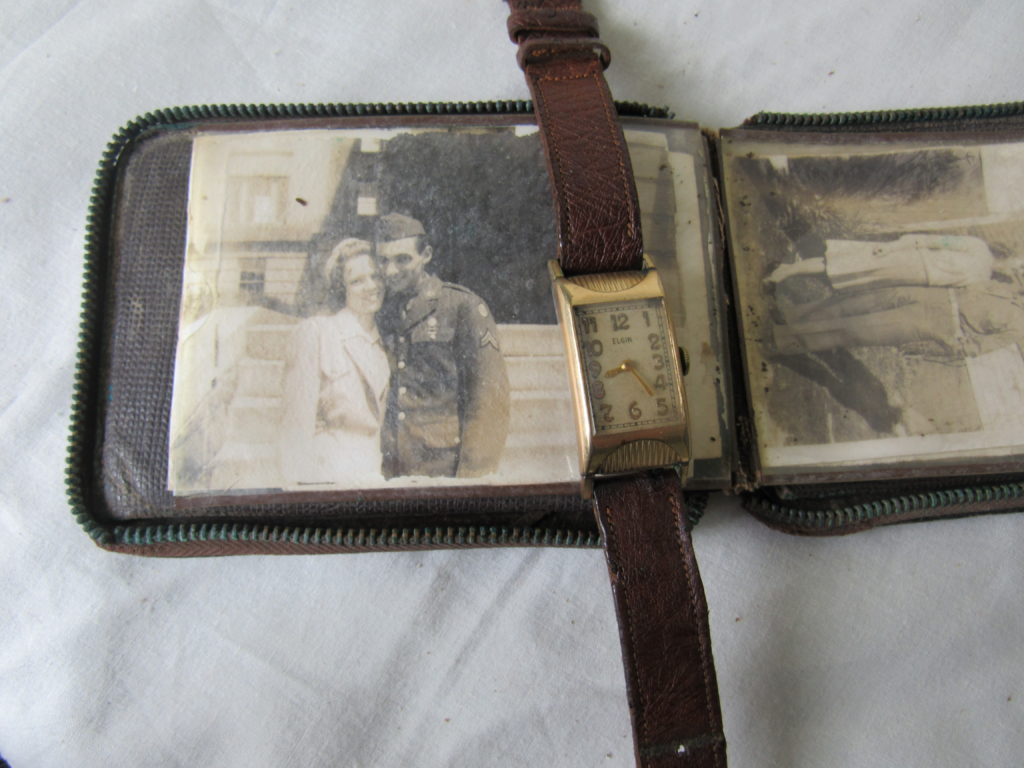 IN ONE STROKE: Virginian James Foster died on Omaha Beach while serving in an antiaircraft artillery unit. His personal effects were later returned to his widow, Margaret. In addition to his wallet—which contained this water-damaged photo of the couple—she received his watch. It presumably recorded the exact time of Foster’s death.