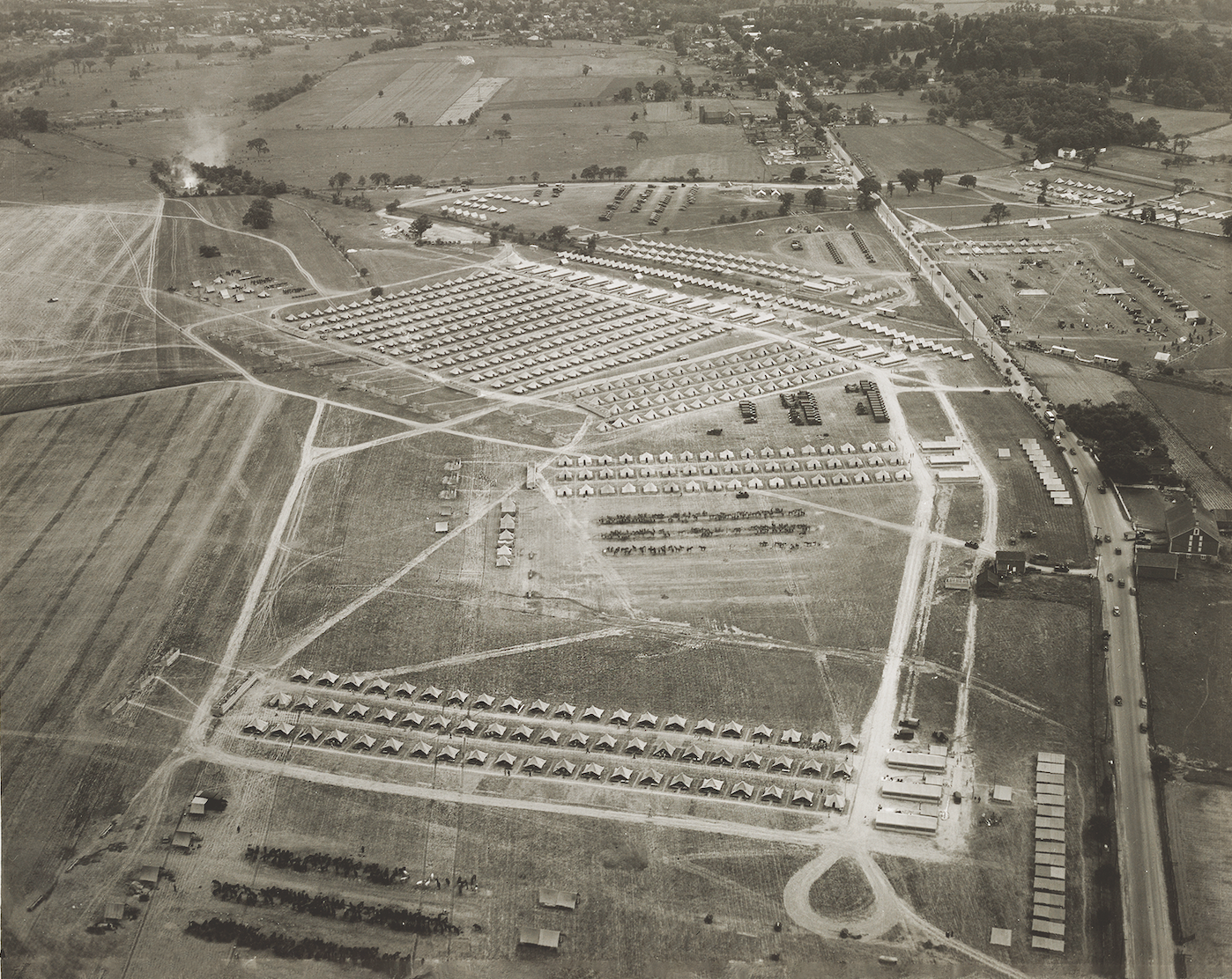 A U.S. Army encampment at Gettysburg for the 75th anniversary of the battle in 1938. (National Archives)
