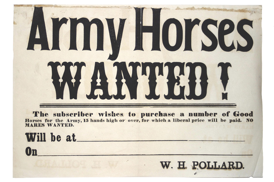 A broadside soliciting horses for the Army. (Photo © Don Troiani/Bridgeman Images)