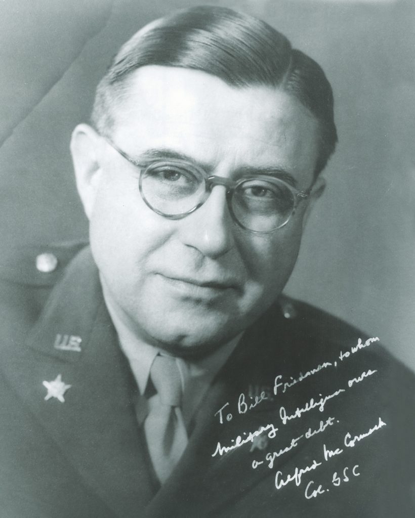 Clad in temporary colonel’s garb in this signed photo, Alfred T. McCormack acknowledged the huge contribution of William F. Friedman (below) to military intelligence. McCormack himself played a significant but little-remembered role in the field. (Alpha Historica/Alamy)