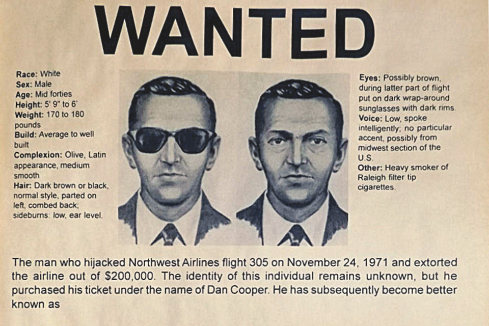 The FBI’s wanted poster added to the Cooper legend. (FBI)