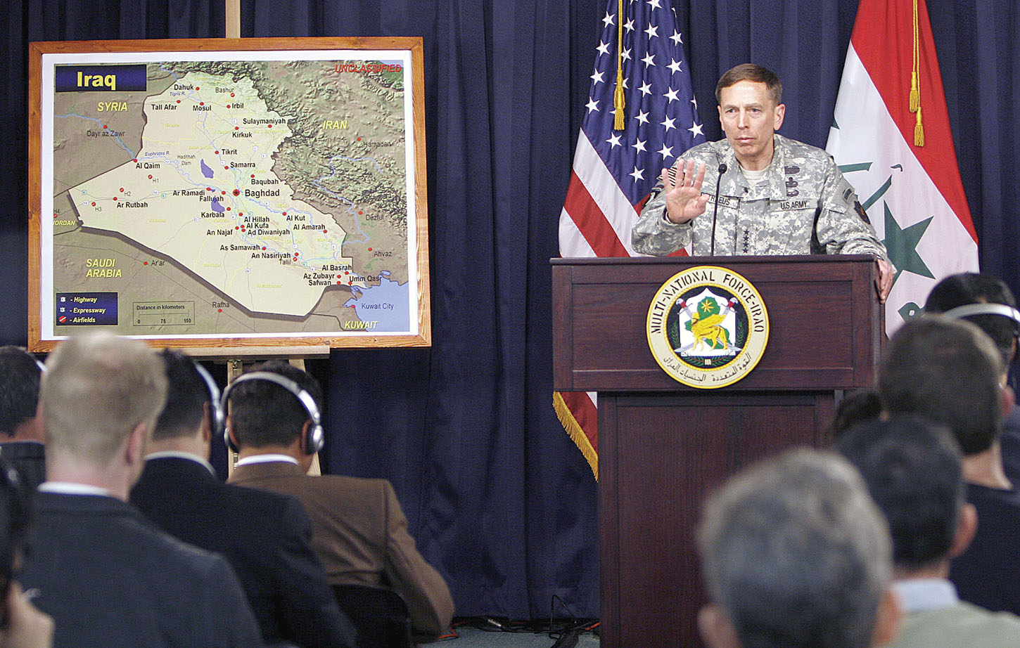 Gen. David Petraeus discusses insurgents in Iraq during a news conference on March 8, 2007. Petraeus’ study of the Vietnam War while in graduate school influenced his strategy in Iraq. / AP photo