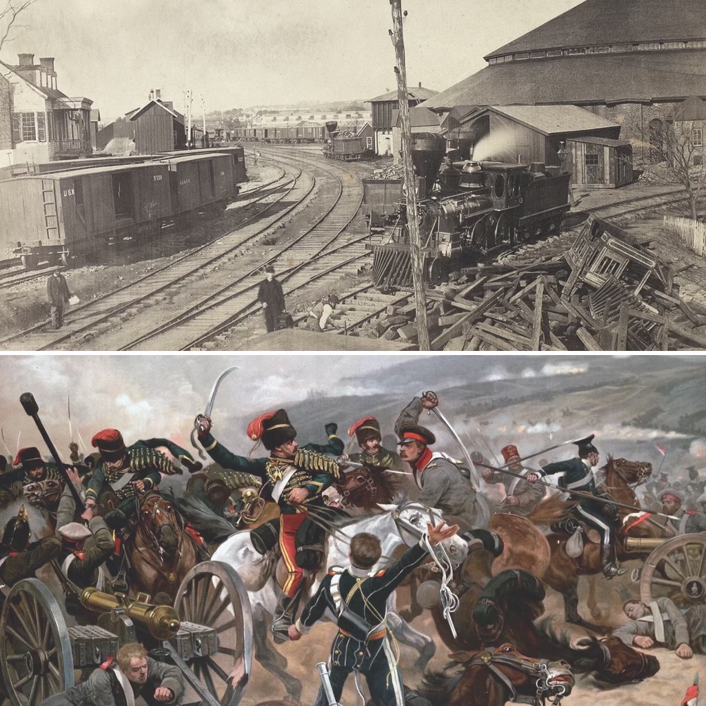 From top: During the Civil War, the North’s superior railroad and telegraph infrastructure allowed men and matériel to be moved where they were most needed; less than a decade earlier, during the Crimean War, the British had similarly achieved huge tactical and temporal advantages by laying rails and telegraph cable. (Library of Congress; Life Photo Collection) 