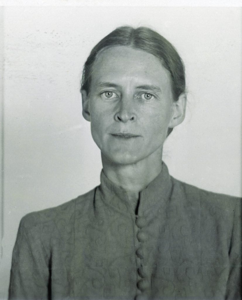 A weary yet resolute Mildred Harnack peers from photos taken in 1942 after her arrest; the images were destined for an album the Gestapo kept of anti-Nazi resistance fighters. (Bundesarchiv Bild R 58 Bild-03191-228 Photo O. Ang)