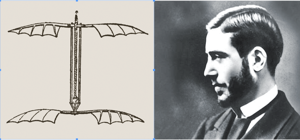 Although his bat-like contraption never evolved into an actual flying machine, inventor Alphonse Penaud (right) provided the spark that sent Orville and Wilbur Wright onto imaginary runways. (Image: HNA)