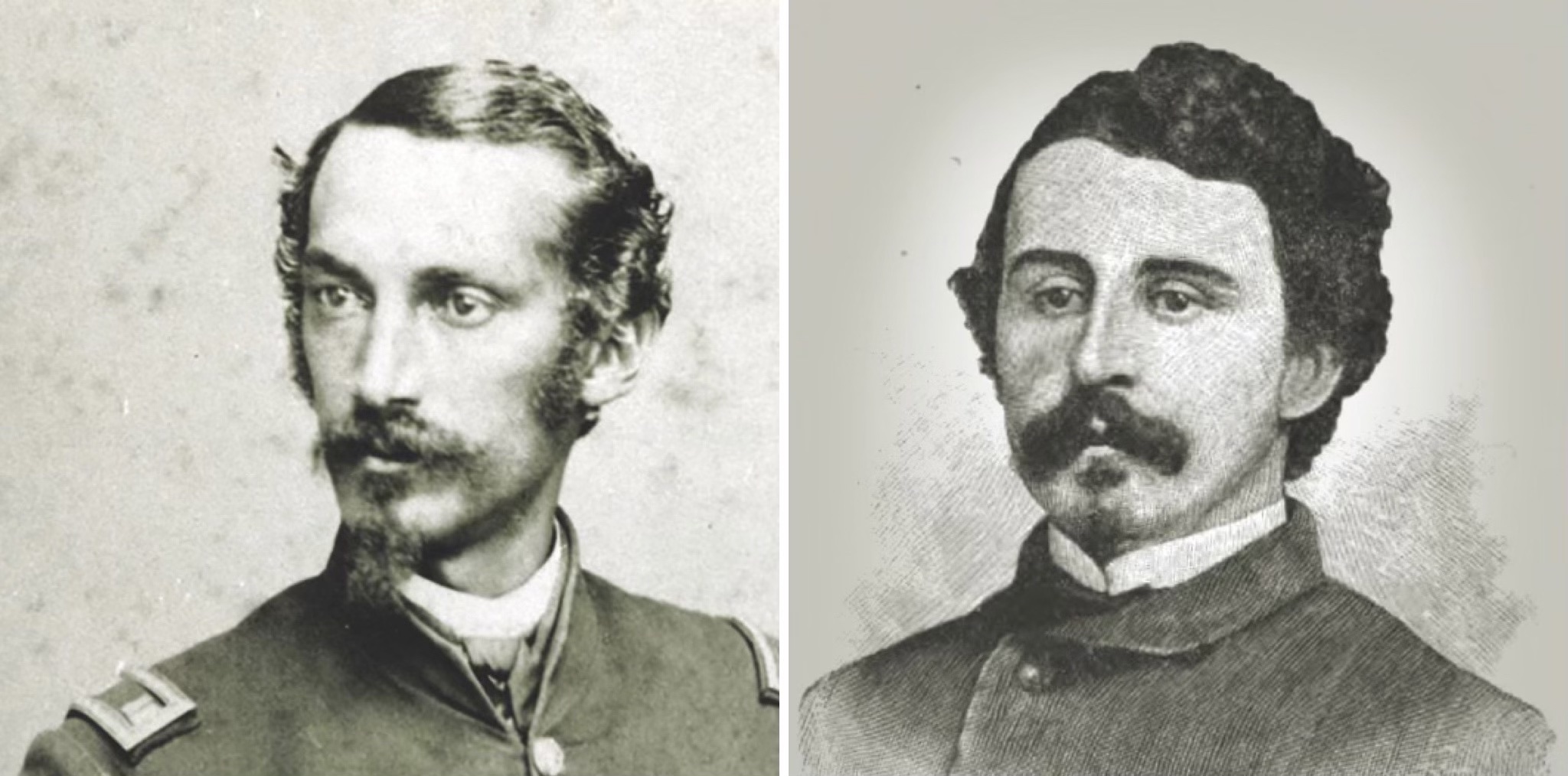Lt. Col. Federico Cavada, left, was captured at Gettysburg. Lt. Col. Henry Pleasants, right, oversaw the digging of the mine at Petersburg, Va., that led to the notorious July 1864 Battle of the Crater. (Harper’s Weekly; Library of Congress) 