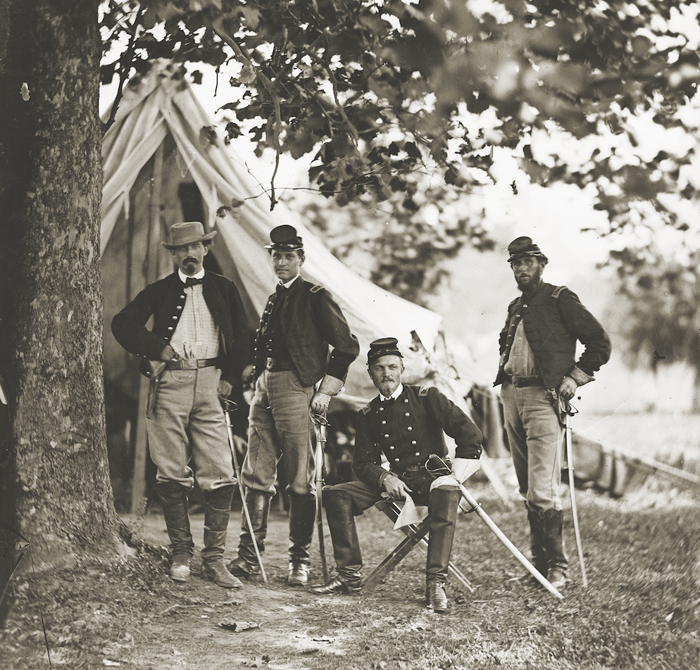 Keystone Cavalry Emerguildo first served in the 3rd Pennsylvania Cavalry. This image shows unit commander Colonel William W. Averell (seated) and his staff at Westover Landing, Va., in 1862. Averell would go on to attain the rank of brigadier general. (Library of Congress)