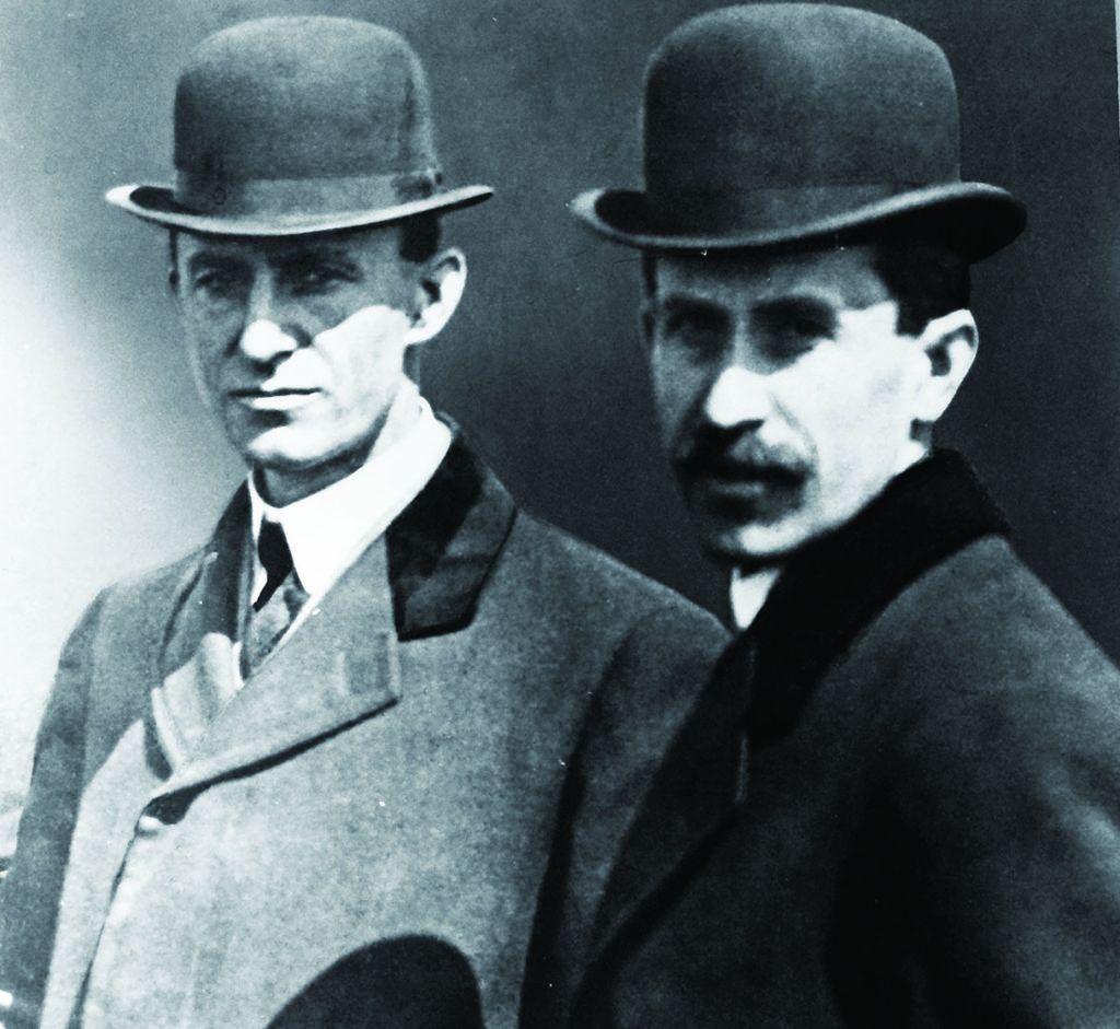 Wright Brothers Orville (right) and Wilbur helped pioneer the first flight. (Image: myLAM/Alamy Stock Photo)