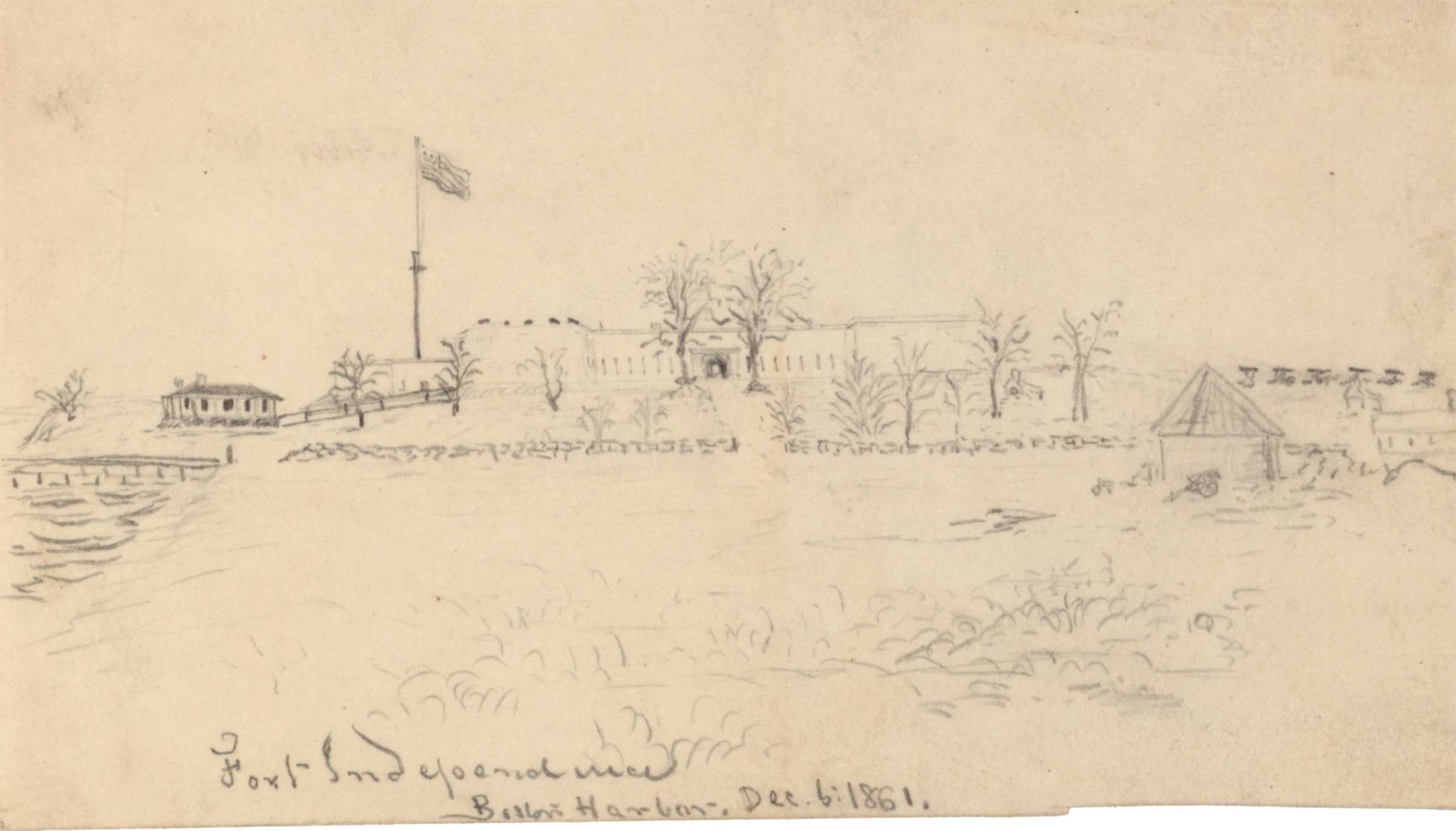 Fort Independence on Castle Island in Boston Harbor. The initial camp of the topographical engineer recruits, it was built by the Corps of Engineers before the Civil War and highlights the engineering nature of Thompson’s Civil War service. (Library of Congress)