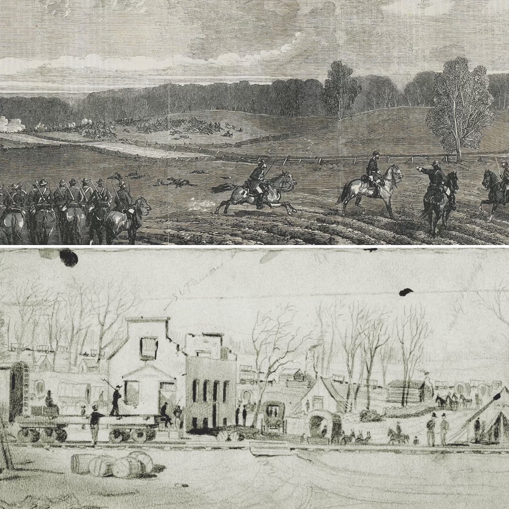 Top: Federal troops, the road ahead blocked by Maj. Gen. Richard Ewellâ€™s Confederates, begin a retreat. Above: Stephensonâ€™s Depot on the Winchester & Potomac Railroad. The bulk of Milroyâ€™s force was caught here and forced to surrender while marching out of town. (Album/Alamy Stock Photo; Becker Collection, Boston College Libraries)