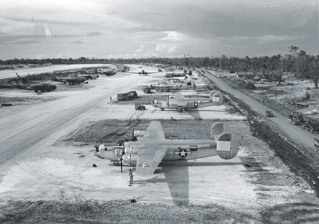 The goal of the invasion—the new B-24 airbase on Angaur—is shown here on December 9, 1944, by then fully staffed and in operation. (U.S. Air Force/National Archives)