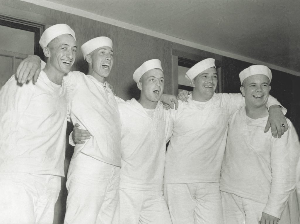  Military men—like this group of Minnesotans in the navy—favored pairing well-known melodies with concocted, and typically irreverent, lyrics. (U.S. Navy/Hennepin County Library)