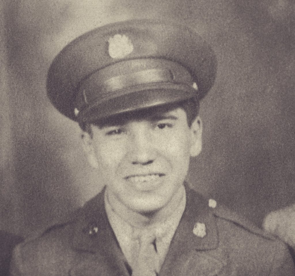 Charles Norman Shay, in 1944 as a young army medic. The G.I., a Native American, got his introduction to combat on D-Day, in the first wave at Omaha Beach. (Courtesy of Charles Norman Shay)