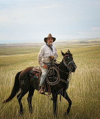 Author Bill Markley on Horseback