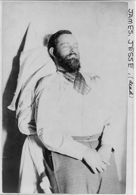 Jesse James is seen clothed in a coffin after his death in 1882. (Photo by R. Uhlman, St. Joseph, Mo. via Library of Congress)