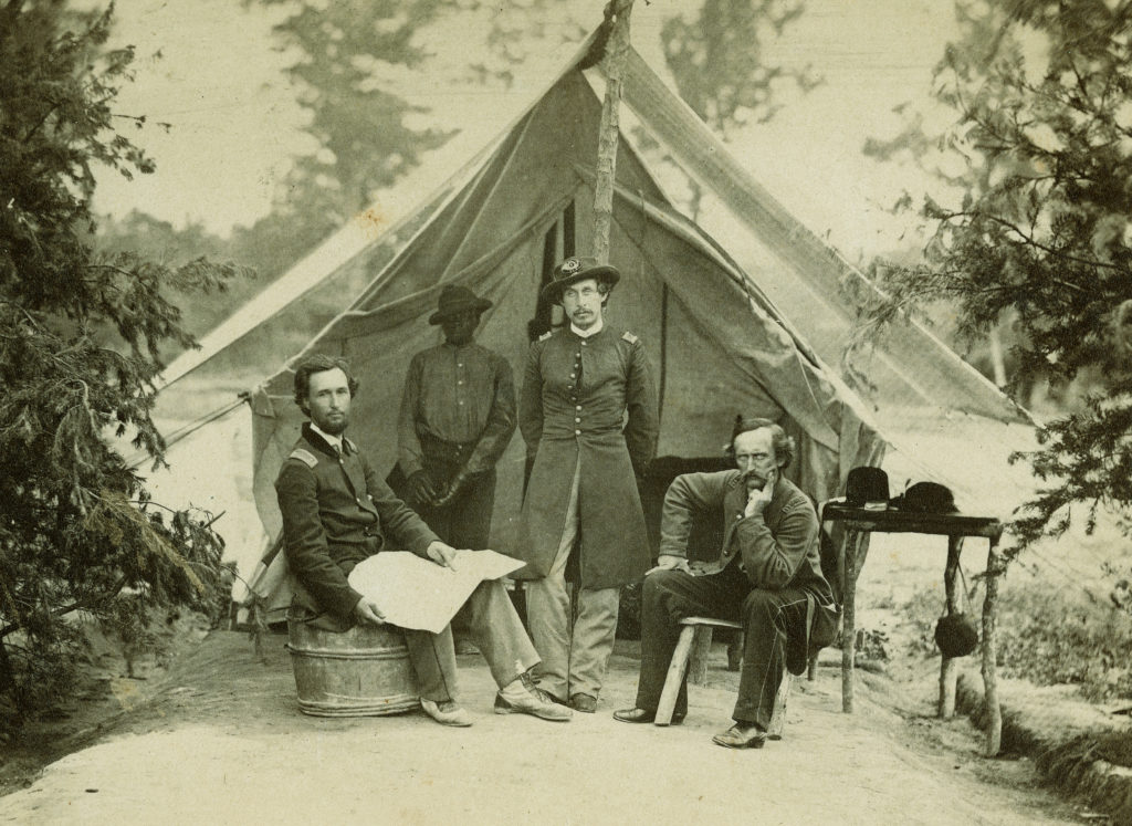 7th Wisconsin officers with camp servant at the Fredericksburg camp
