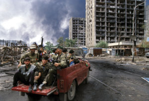 Chechen fighters in Grozny in 1996