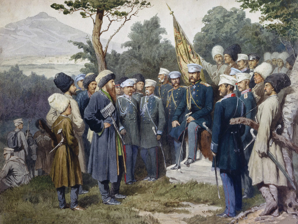 Imam Shamil surrenders to Russian imperial officers