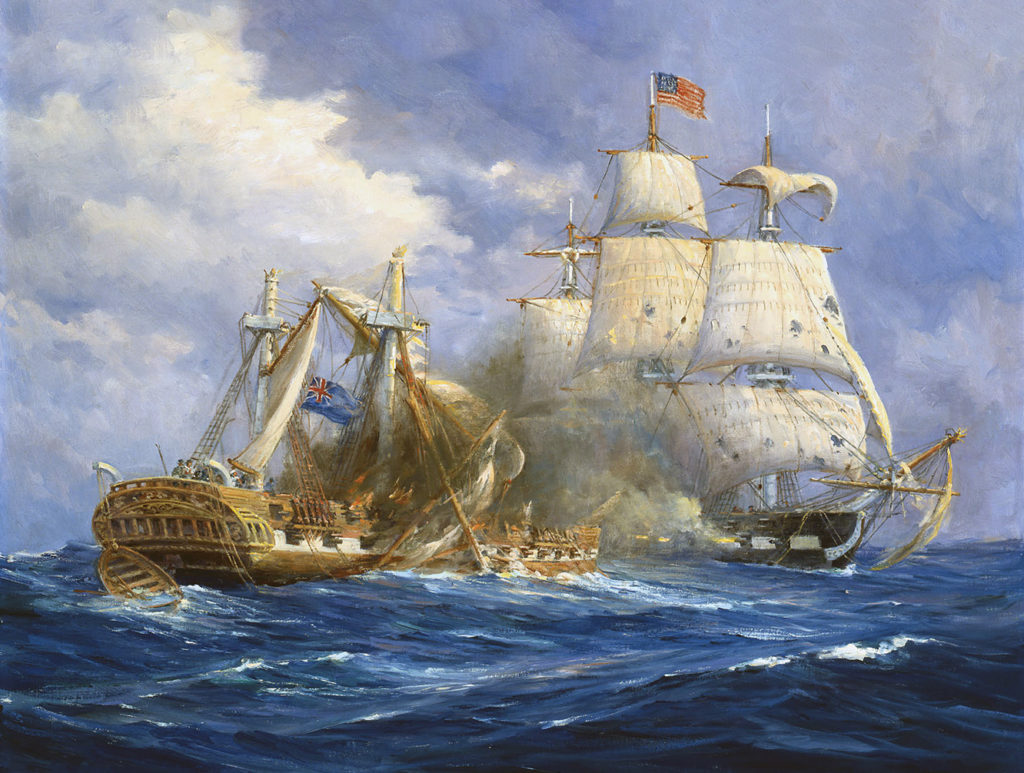 USS Constitution engages HMS Guerrière