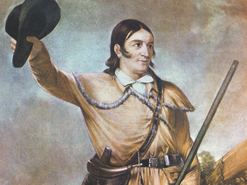 Colonel Crockett, depicted here in a John Gadsby Chapman painting, was the best known of the Tennessee Mounted Volunteers, but 16 others joined him at the Alamo.