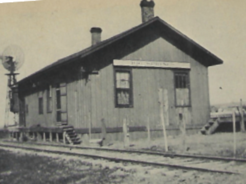 Train station in Nebraska in 1877.