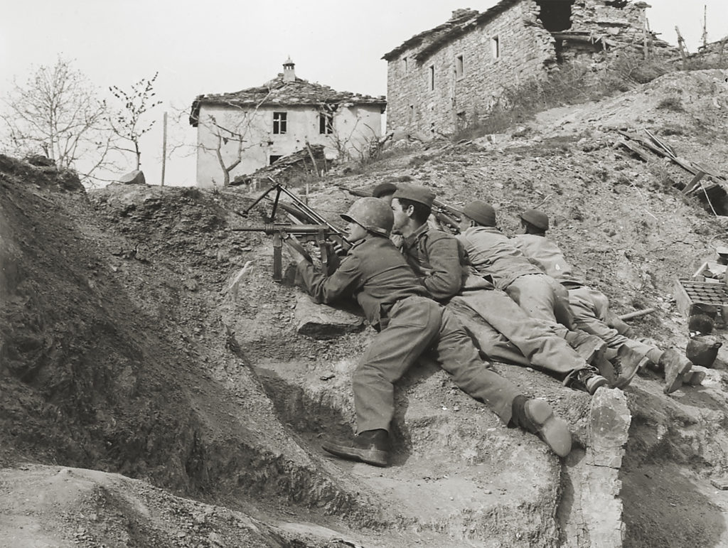 Brazilian infantrymen taking cover, Italy 1944