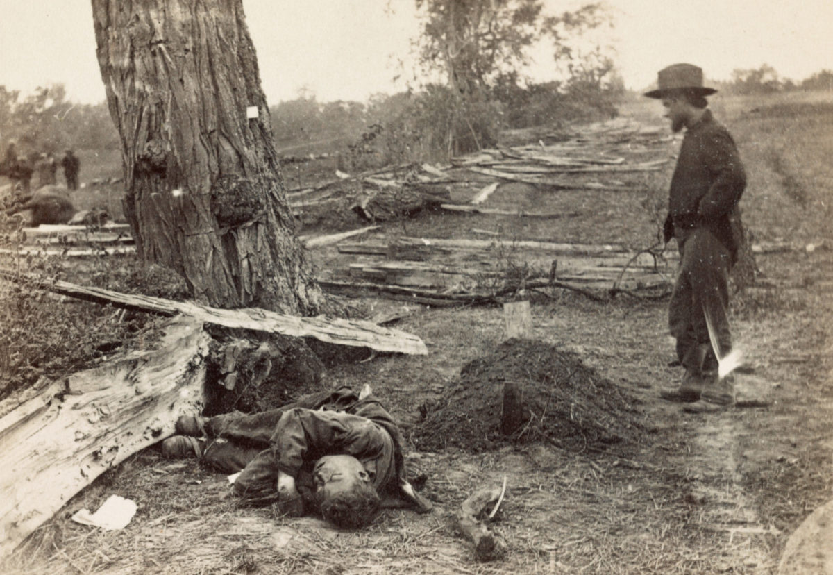 Man views destruction after Antietam