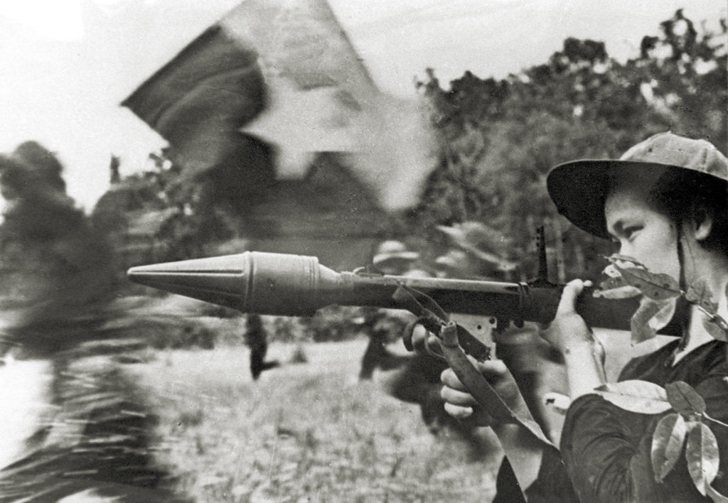 A female Viet Cong uses an RPG-7