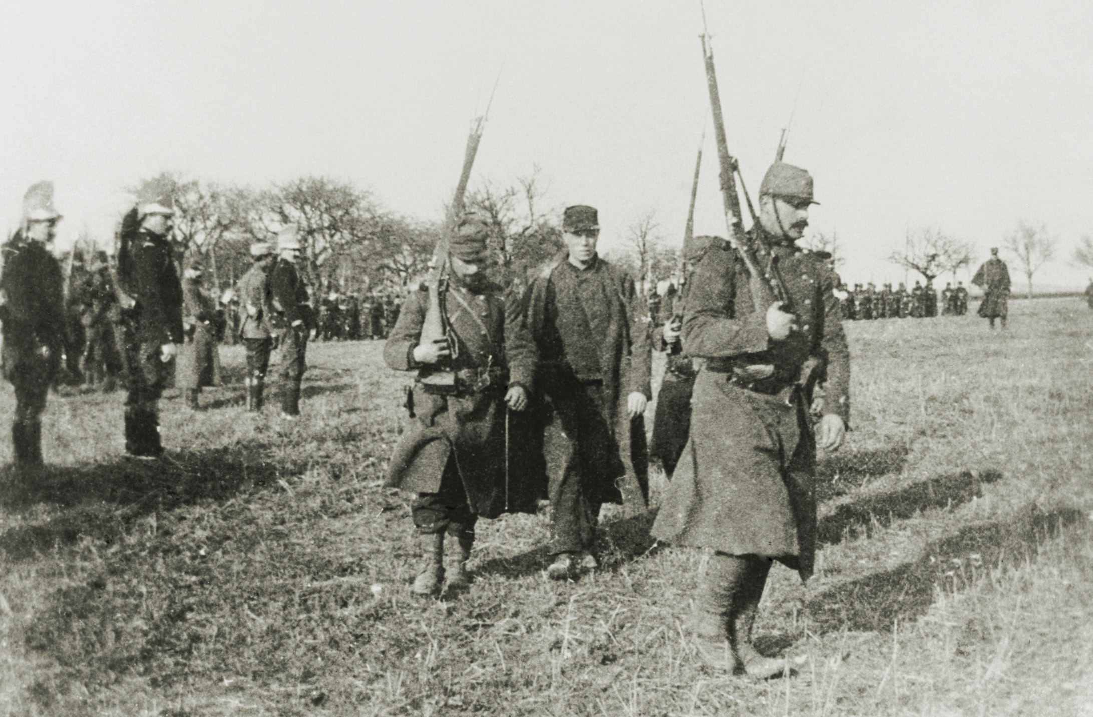 Austria-Hungarian soldiers with a typical sign of shell shock