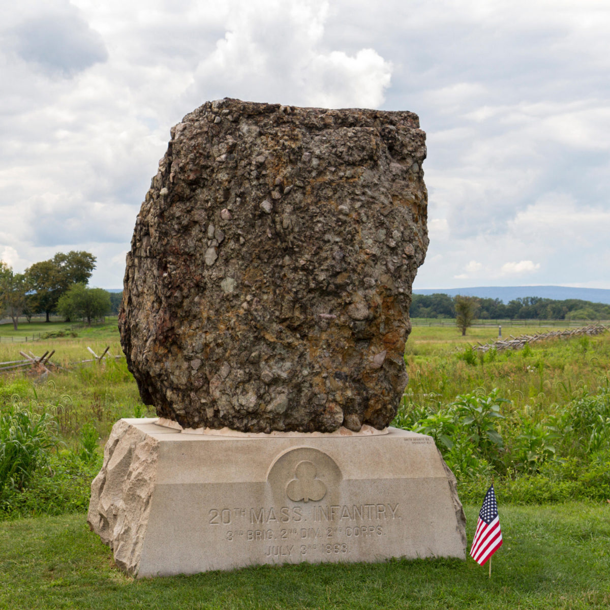 20th Massachusetts’ “Puddingstone” boulder memorial