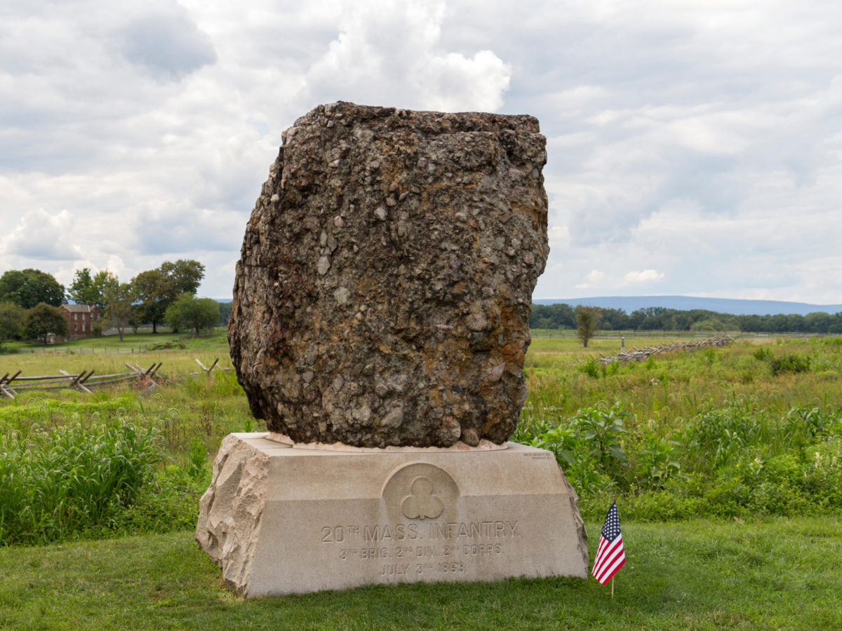 20th Massachusetts’ “Puddingstone” boulder memorial
