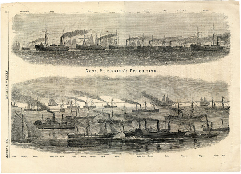 Newspaper illustration of Burnside's expedition