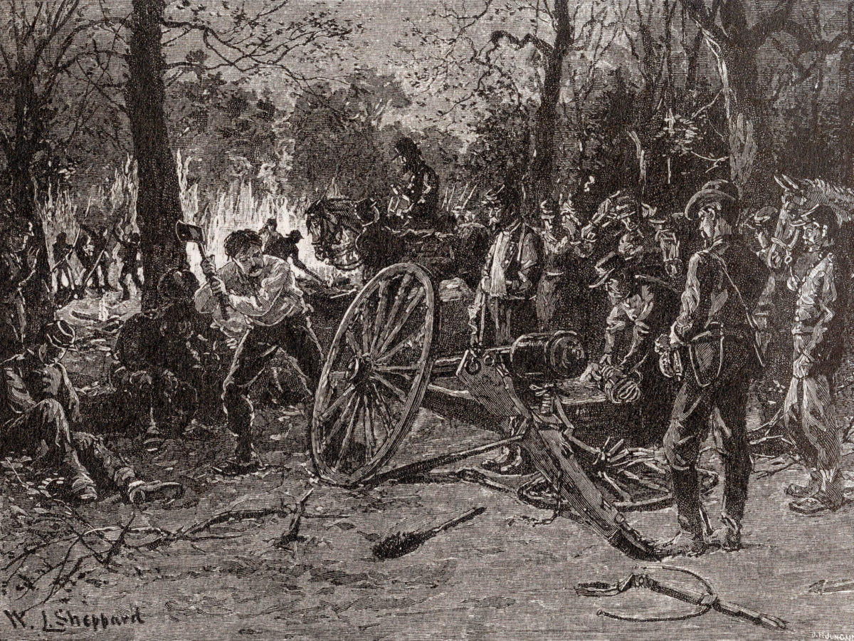 Confederates destroying railroad