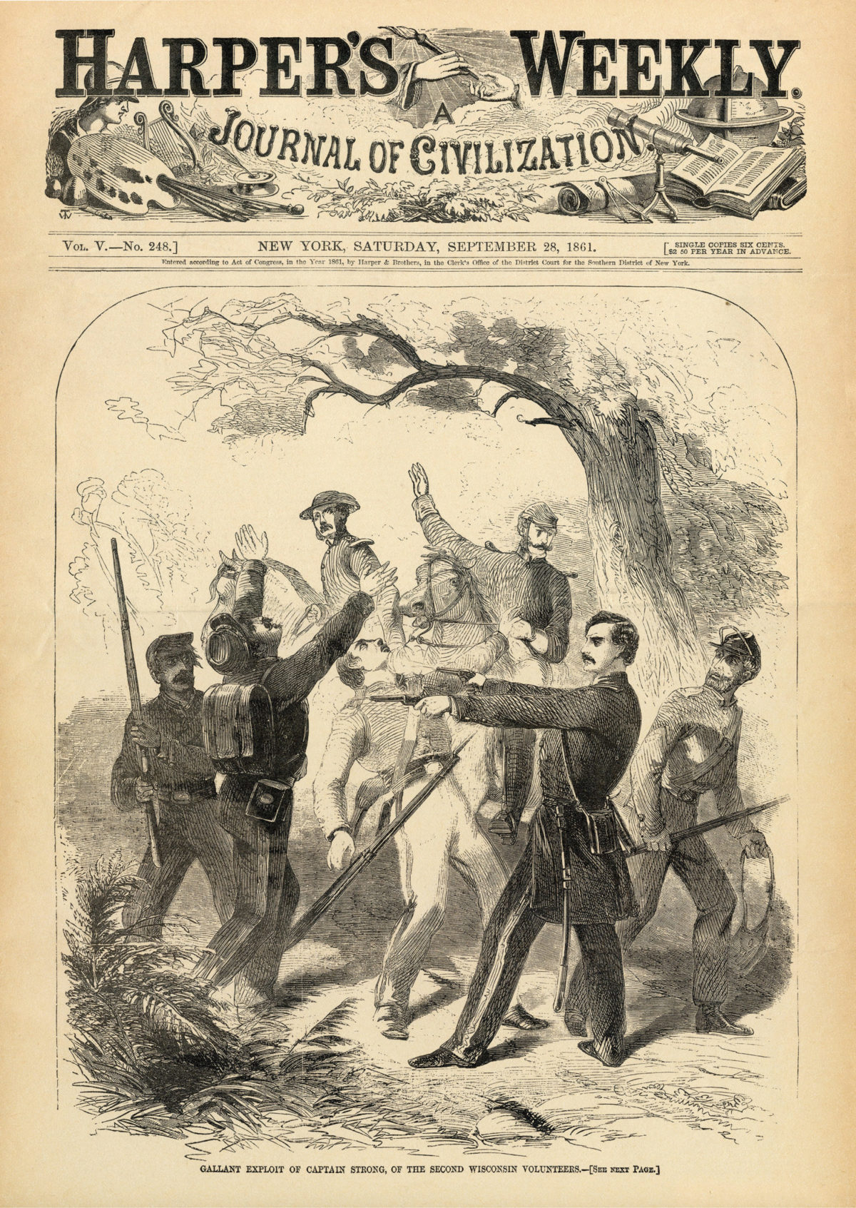 Harper’s Weekly cover showing Captain Strong's encounter