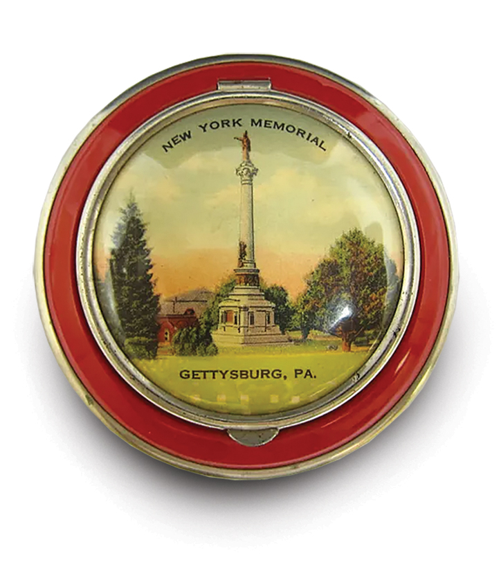 Photo of a makeup compact memorializing New York at Gettysburg.