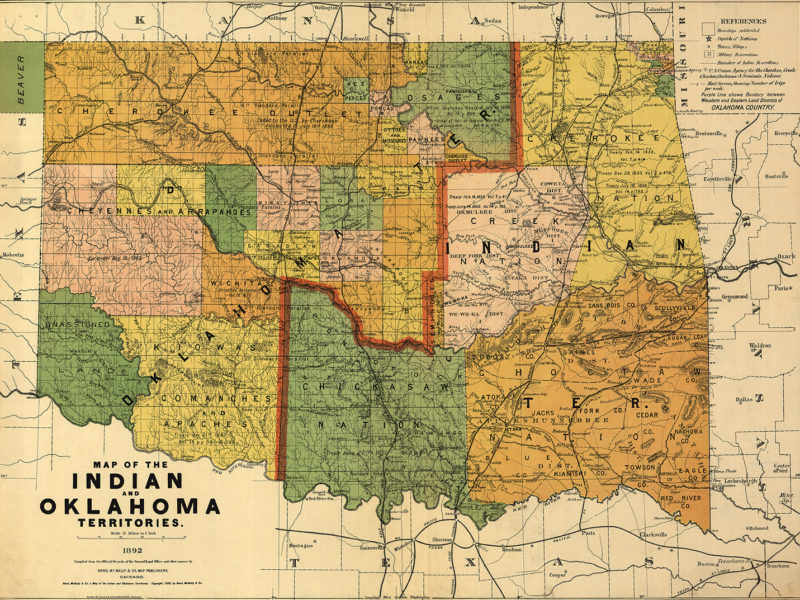 Map of Oklahoma and Indian Territories.