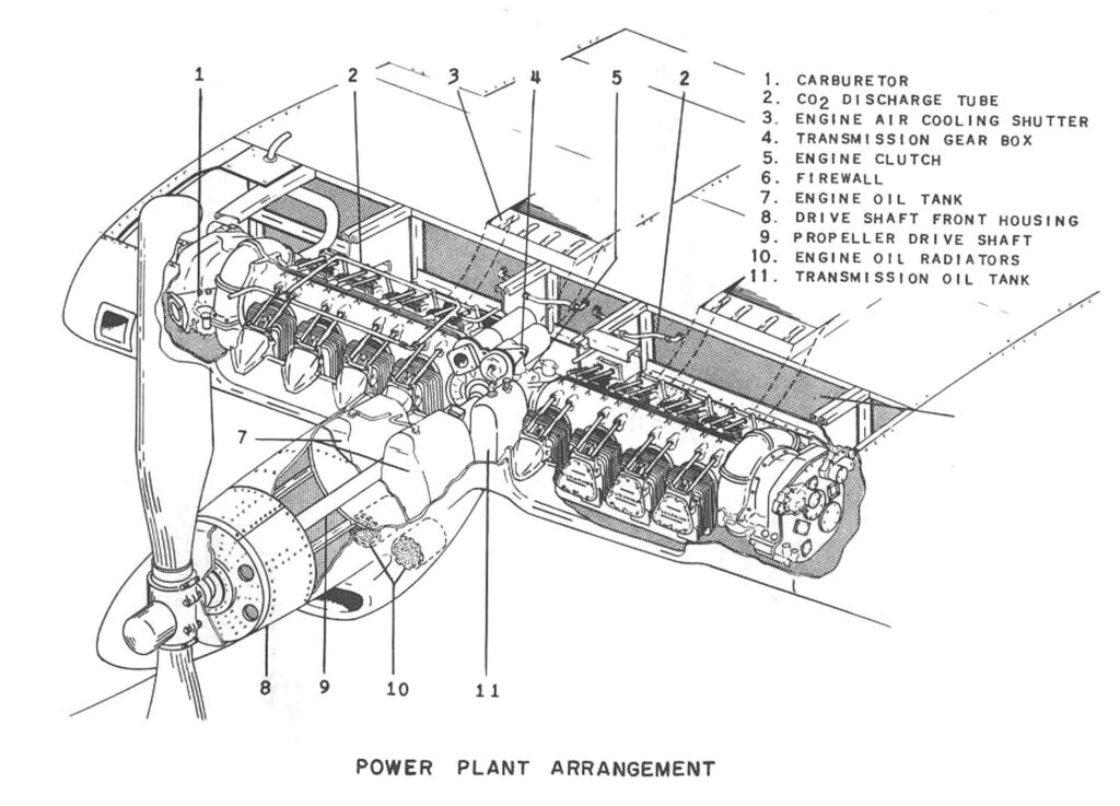 beechcraft-twin-quad-engine-technical-drawing