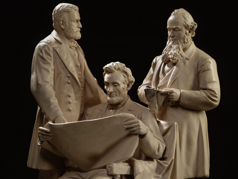 Sculpture of U.S. Grant, Edwin Stanton, and Abraham Lincoln
