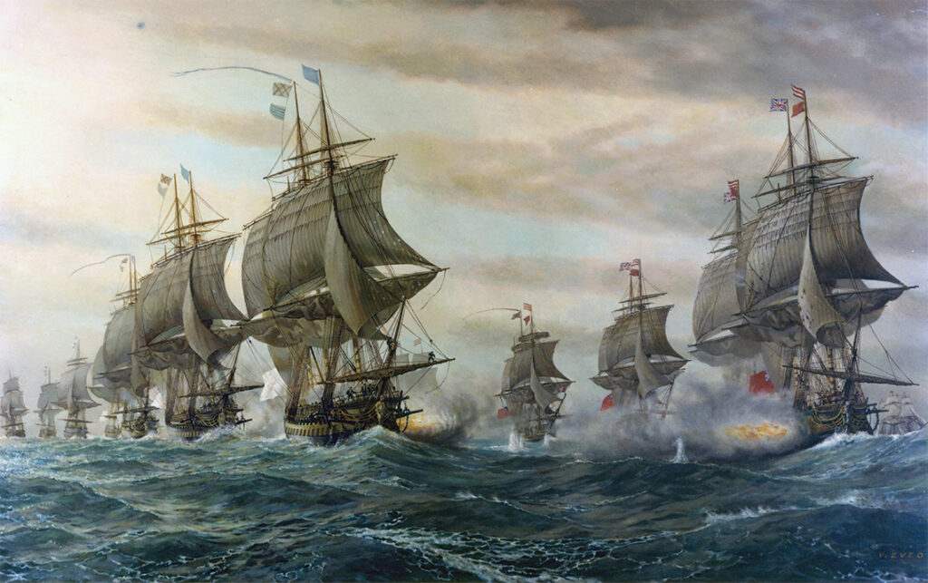 Painting of Battle of the Virginia Capes, 5 September 1781.