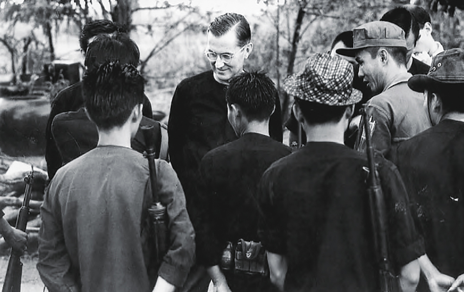 Photo of CIA spymaster and Saigon station chief William Colby wearing the “black pajamas” of the Viet Cong, often adopted also by covert operatives to deceive the enemy. Colby pioneered covert airdrops in Vietnam.