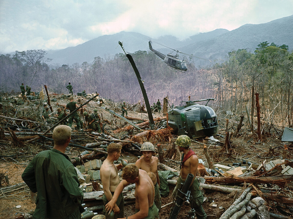 Photo of evacuation of a firebase, Vietnam 1968.