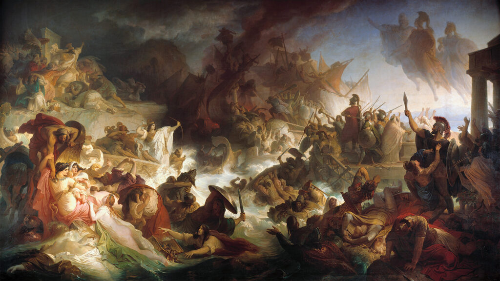 Painting of the Sea Battle of Salamis, September 480 BC.