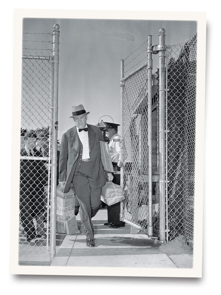 Photo of Richard Whitney leaving prison,1941.